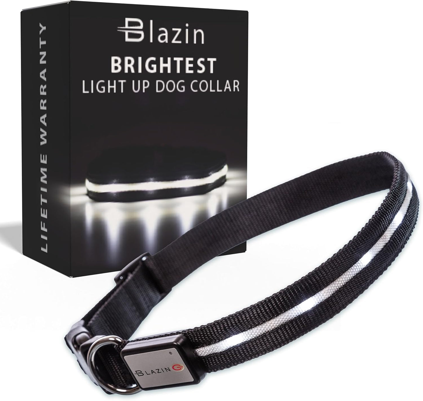 LED Dog Collar - Original USB Rechargeable, Waterproof Design with 1,000 Feet Visibility - Suitable for Small, Medium, and Large Dogs - Made in the USA