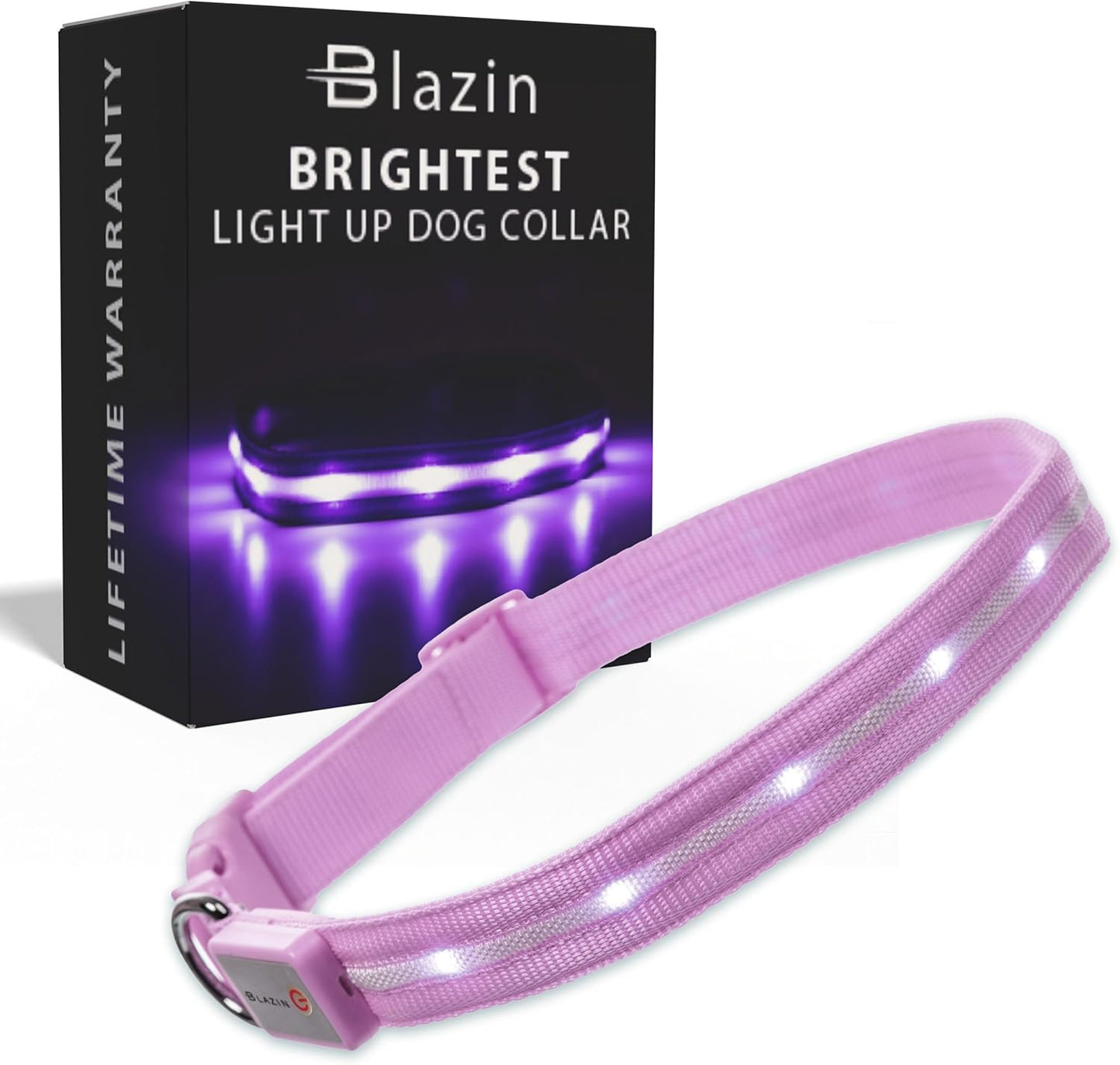 LED Dog Collar - Original USB Rechargeable, Waterproof Design with 1,000 Feet Visibility - Suitable for Small, Medium, and Large Dogs - Made in the USA