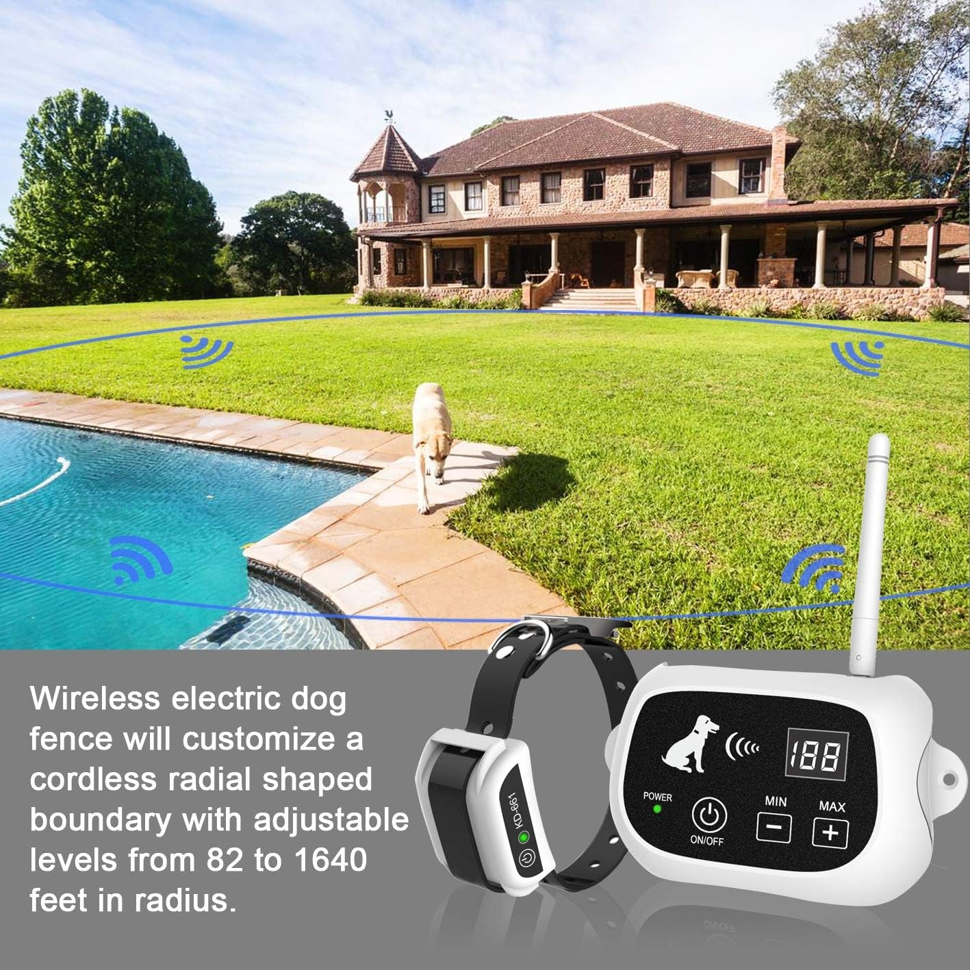 Advanced Wireless Dog Containment System with IP65 Waterproof Training Collar Receiver