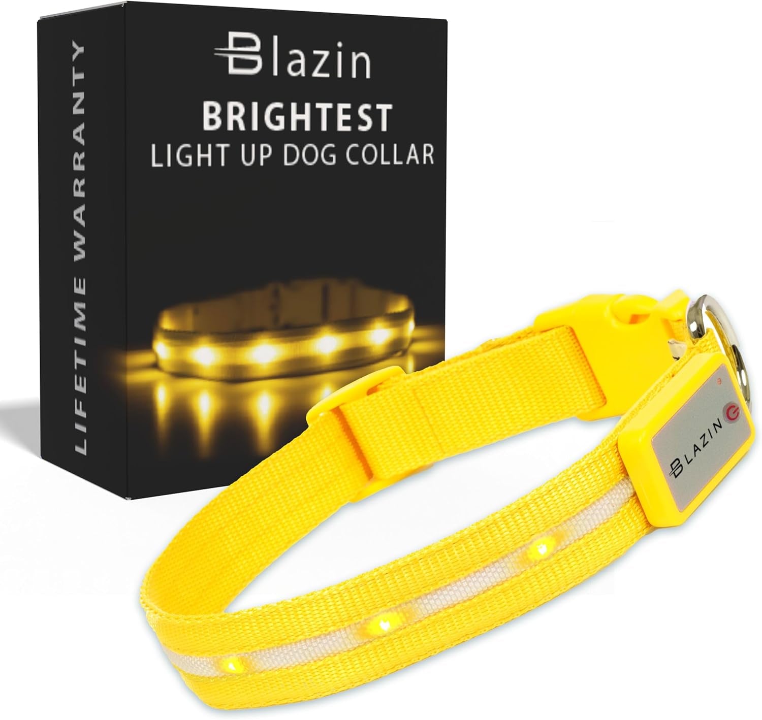 LED Dog Collar - Original USB Rechargeable, Waterproof Design with 1,000 Feet Visibility - Suitable for Small, Medium, and Large Dogs - Made in the USA