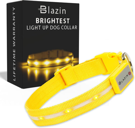 LED Dog Collar - Original USB Rechargeable, Waterproof Design with 1,000 Feet Visibility - Suitable for Small, Medium, and Large Dogs - Made in the USA