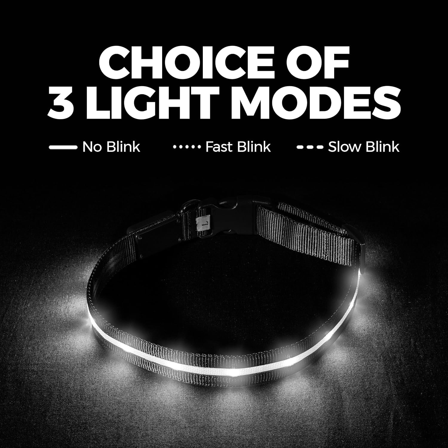 LED Dog Collar - Original USB Rechargeable, Waterproof Design with 1,000 Feet Visibility - Suitable for Small, Medium, and Large Dogs - Made in the USA