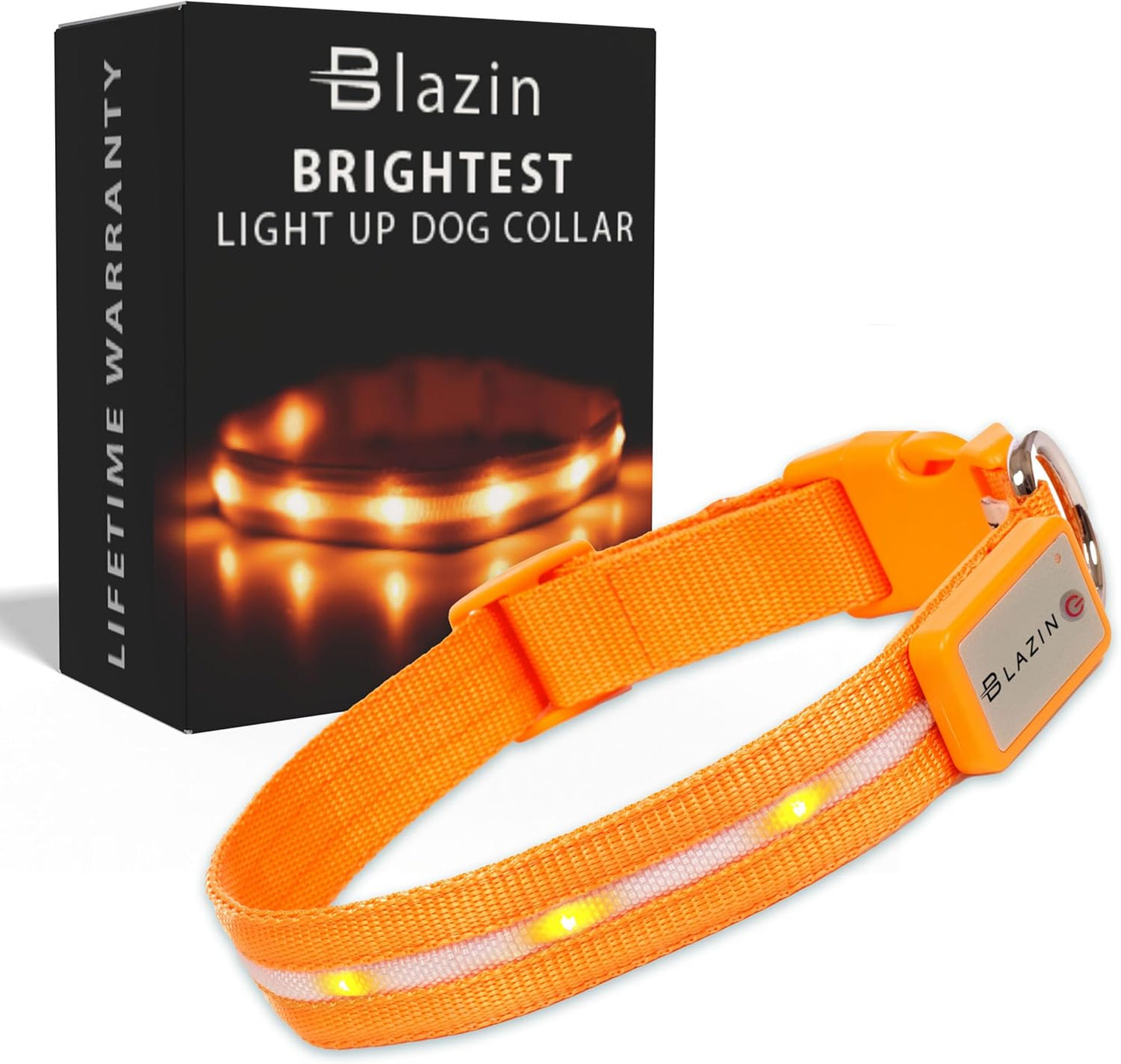 LED Dog Collar - Original USB Rechargeable, Waterproof Design with 1,000 Feet Visibility - Suitable for Small, Medium, and Large Dogs - Made in the USA