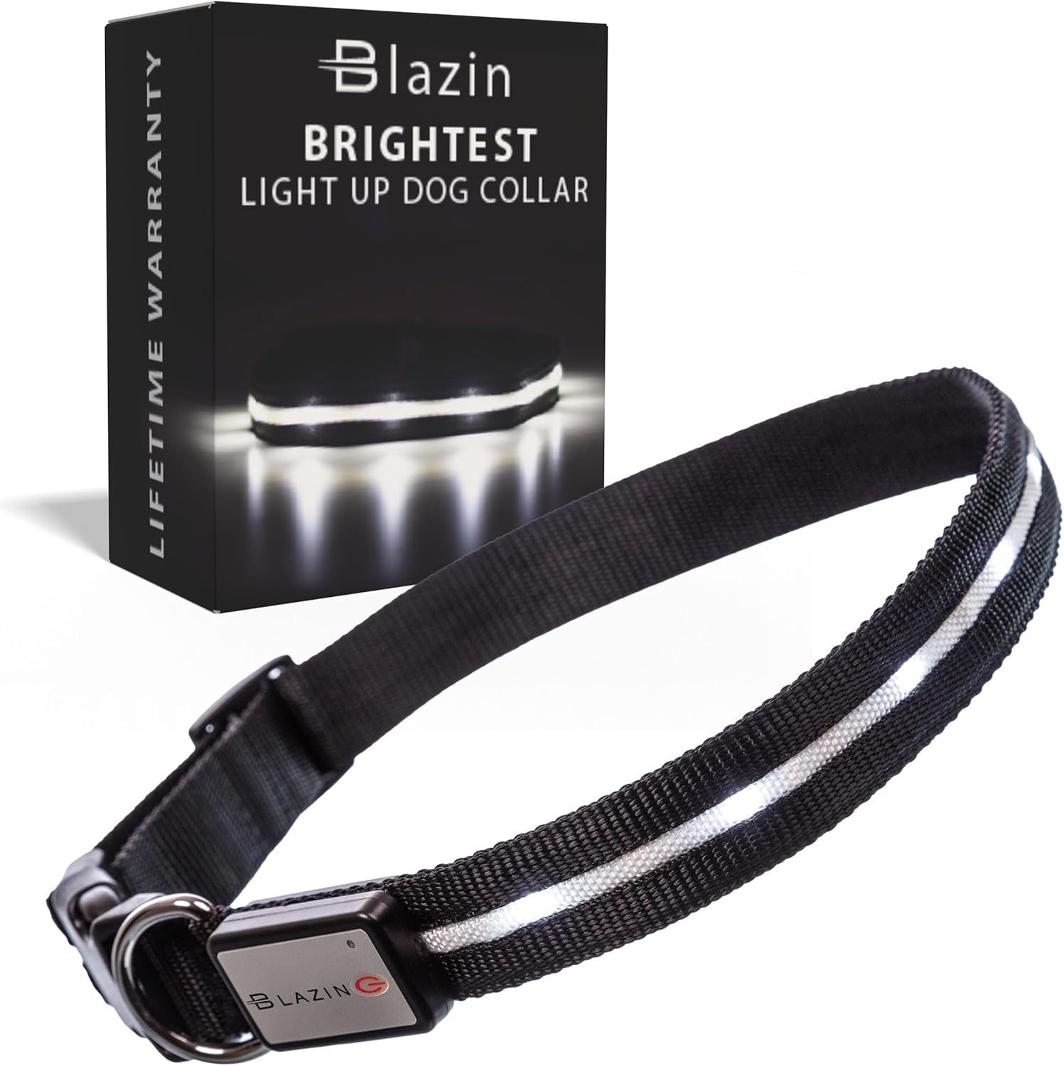 LED Dog Collar - Original USB Rechargeable, Waterproof Design with 1,000 Feet Visibility - Suitable for Small, Medium, and Large Dogs - Made in the USA