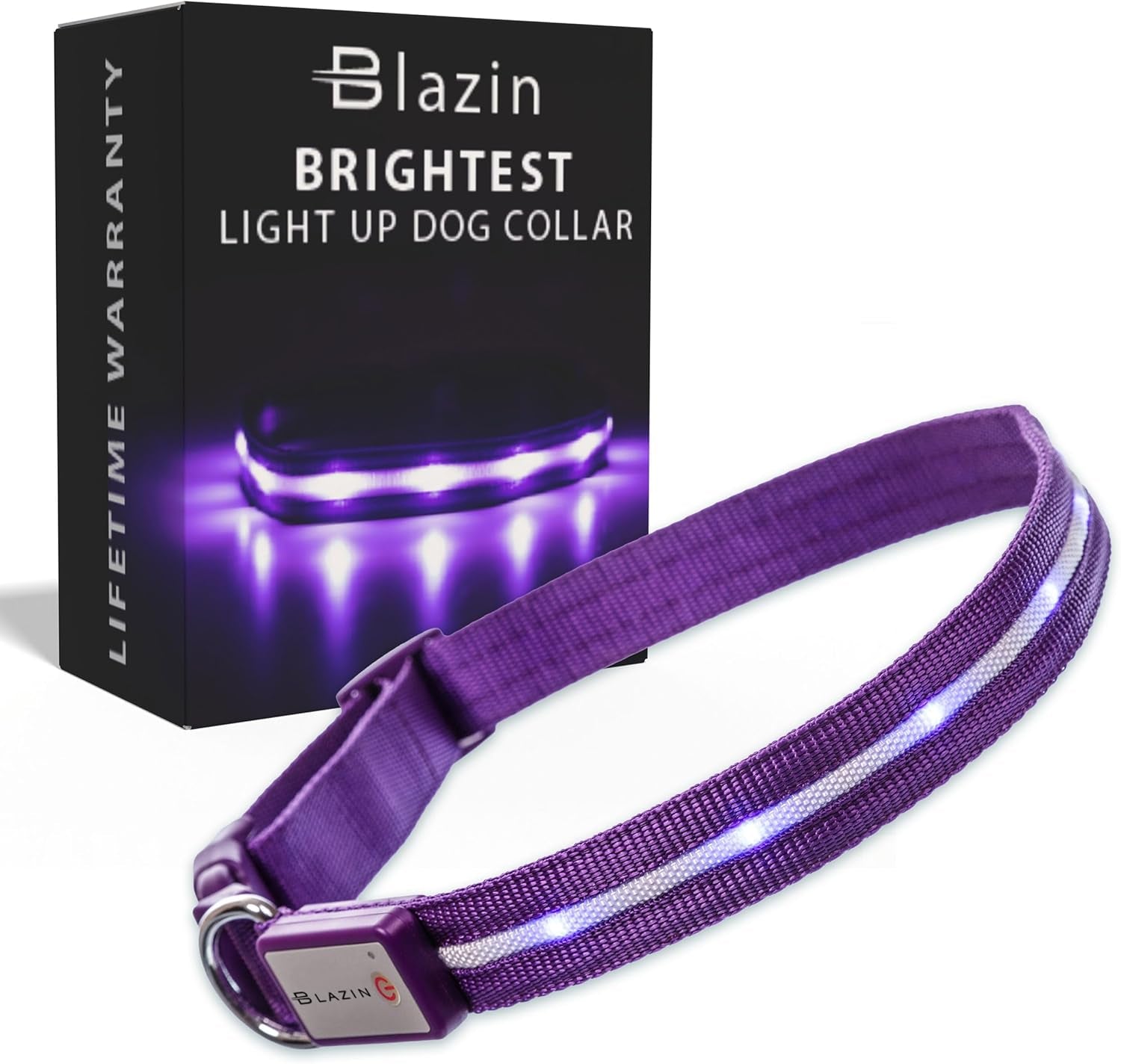LED Dog Collar - Original USB Rechargeable, Waterproof Design with 1,000 Feet Visibility - Suitable for Small, Medium, and Large Dogs - Made in the USA