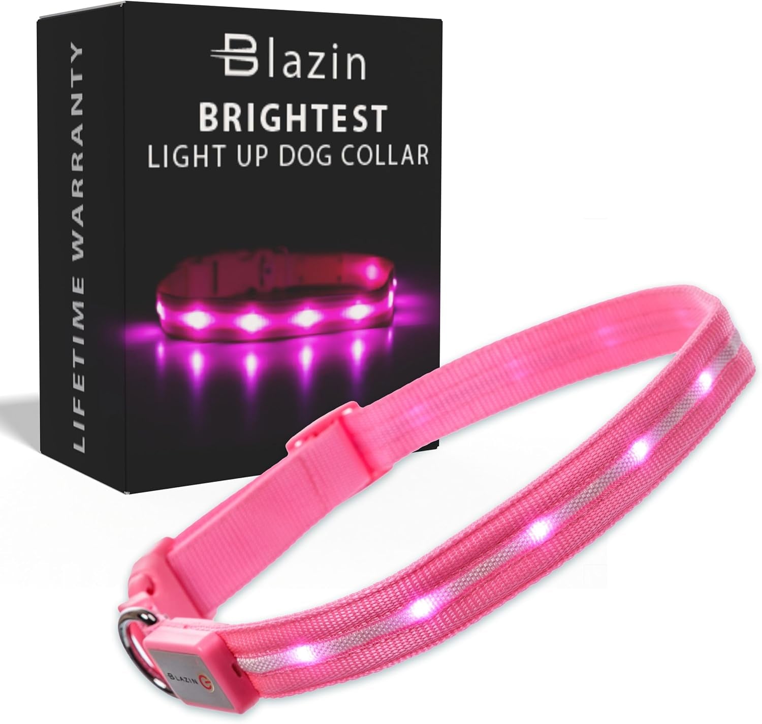 LED Dog Collar - Original USB Rechargeable, Waterproof Design with 1,000 Feet Visibility - Suitable for Small, Medium, and Large Dogs - Made in the USA