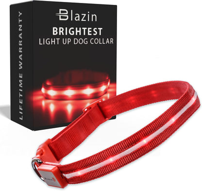 LED Dog Collar - Original USB Rechargeable, Waterproof Design with 1,000 Feet Visibility - Suitable for Small, Medium, and Large Dogs - Made in the USA