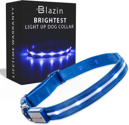 LED Dog Collar - Original USB Rechargeable, Waterproof Design with 1,000 Feet Visibility - Suitable for Small, Medium, and Large Dogs - Made in the USA