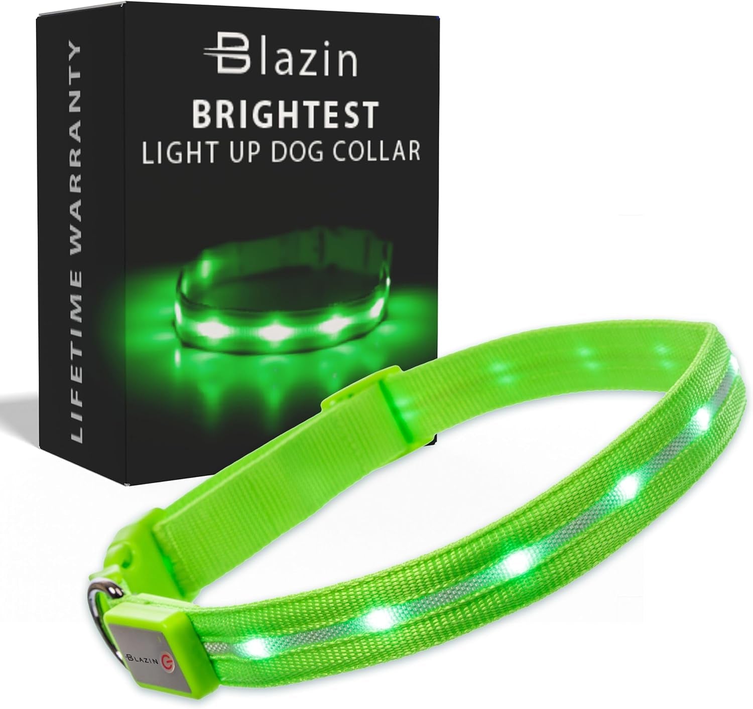 LED Dog Collar - Original USB Rechargeable, Waterproof Design with 1,000 Feet Visibility - Suitable for Small, Medium, and Large Dogs - Made in the USA