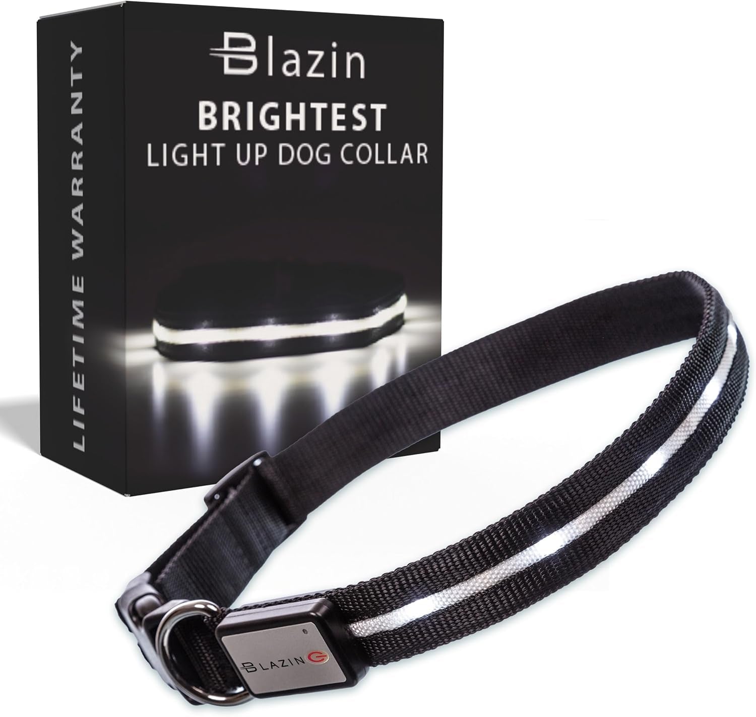LED Dog Collar - Original USB Rechargeable, Waterproof Design with 1,000 Feet Visibility - Suitable for Small, Medium, and Large Dogs - Made in the USA