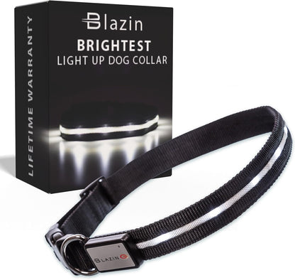 LED Dog Collar - Original USB Rechargeable, Waterproof Design with 1,000 Feet Visibility - Suitable for Small, Medium, and Large Dogs - Made in the USA