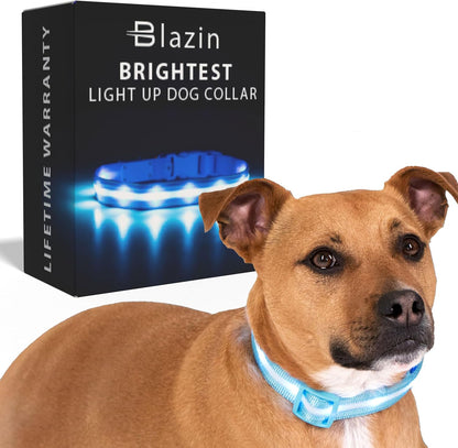 LED Dog Collar - Original USB Rechargeable, Waterproof Design with 1,000 Feet Visibility - Suitable for Small, Medium, and Large Dogs - Made in the USA